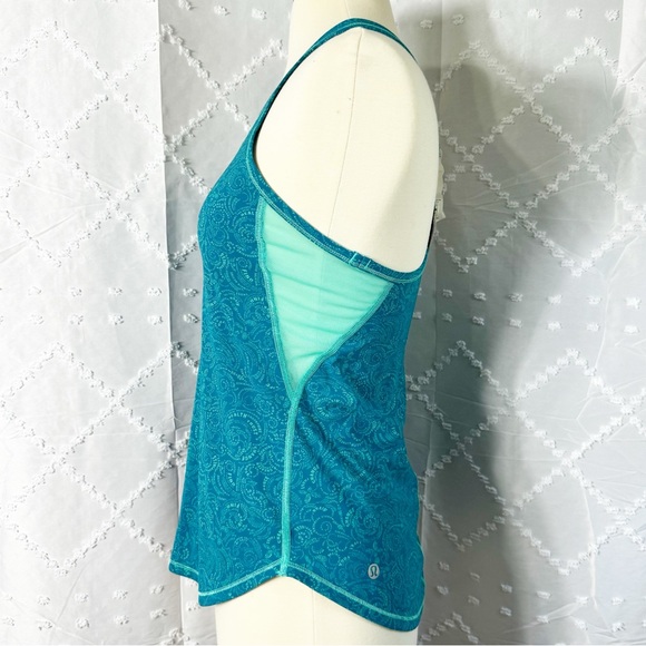 🥈 147. LULULEMON Fast Lane Singlet Tank 2 Foli Manifesto Bali Breeze Tofino Teal - Picture 4 of 7